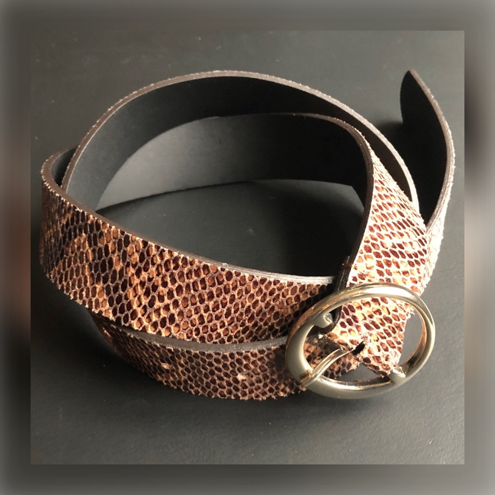 ZARA snake embossed leather belt in brown